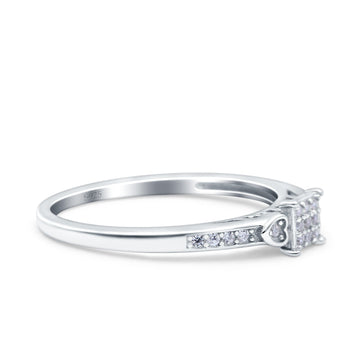 Fashion Heart Promise Ring Wedding Band Pave Simulated Cubic Zirconia 925 Sterling Silver (5mm)